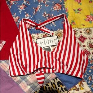 Red and White Striped Bikini